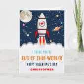 Carte Bateau de fusée hors de ce monde Saint-Valentin (Devant)