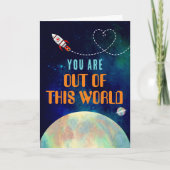 Carte Bateau de fusée hors de ce monde Saint-Valentin (Devant)