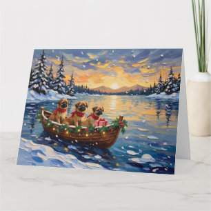 Carte Bateau de Noël du Pékinois pour les Fêtes
