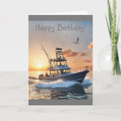 Carte Bateau de pêche anniversaire (Devant)