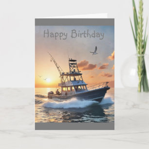 Carte Bateau de pêche anniversaire