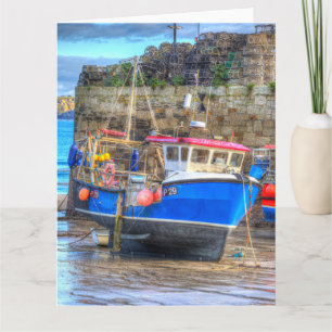 Carte Bateau De Pêche Dans Le Port De Cornish