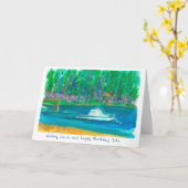 Carte Bateau de pêche Joyeux anniversaire Nom personnali (Fleur jaune)