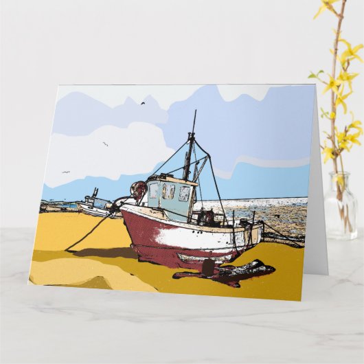 Carte Bateau de pêche pittoresque modifiable  (Fleur jaune)