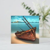 Carte Bateau décapité sur une plage de sable abandonnée (Debout devant)