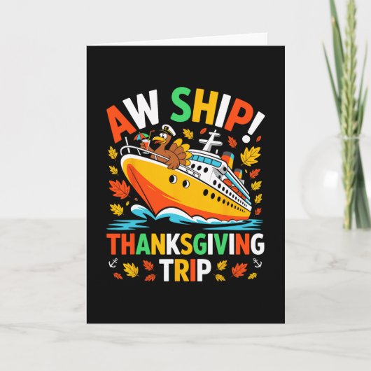 Carte Bateau drôle de dinde de Thanksgiving croisière fa (Devant)