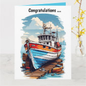 Carte Bateau éditable près du quai Félicitations (Fleur jaune)