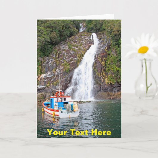 Carte Bateau et cascade personnalisables (Petite plante)