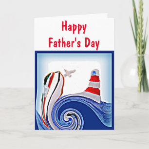 Carte Bateau phare peinture nautique Fête des pères
