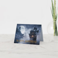 Bateau pirate et château Joyeux anniversaire