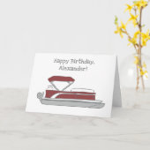 Carte Bateau Ponton Rouge et Blanc Anniversaire, toute o (Fleur jaune)