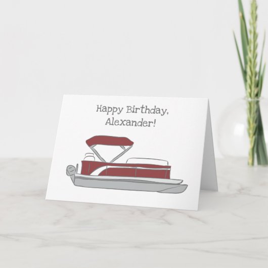 Carte Bateau Ponton Rouge et Blanc Anniversaire, toute o (Devant)