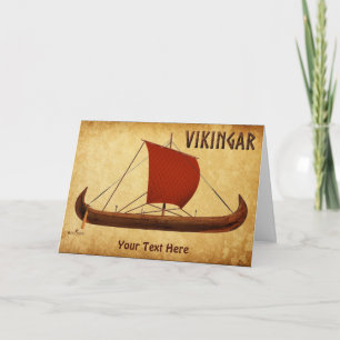 Carte Bateau viking à voile rouge II