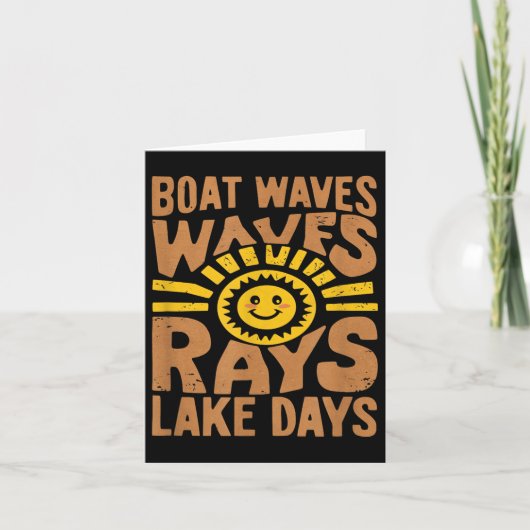 Carte Bateau Waves Sun Rays Lake Days Funny Retro Summer (Devant)