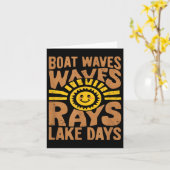 Carte Bateau Waves Sun Rays Lake Days Funny Retro Summer (Fleur jaune)