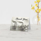 Carte Bateaux à vapeur vintages + "Merci !" (Fleur jaune)