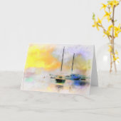 Carte bateaux au coucher du soleil (Fleur jaune)