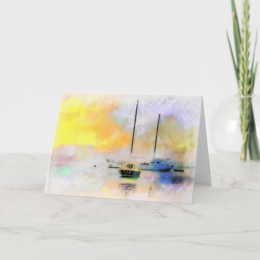 Carte bateaux au coucher du soleil (Devant)