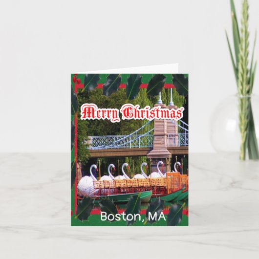 Carte Bateaux cygnes de Boston - Joyeux Noël (Devant)
