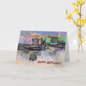 CARTE BATEAUX DE CANAL (Fleur jaune)