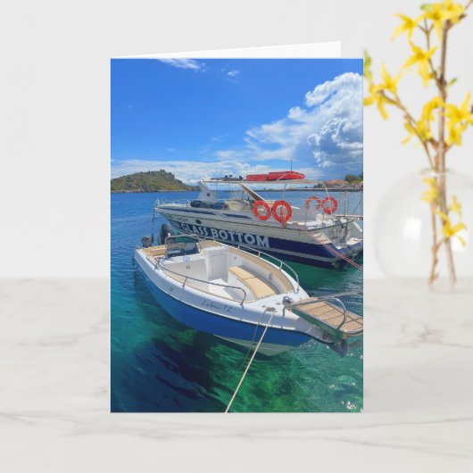 Carte Bateaux de pêche Zakynthos Grèce (Fleur jaune)