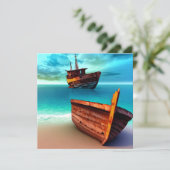 Carte Bateaux déserts sur une plage abandonnée (Debout devant)