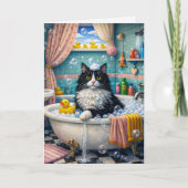 Carte Bath Time , Cat Greeting Card (Devant)