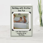Carte Bathing Brothers Birthday<br><div class="desc">Funny birthday card for sibling</div>