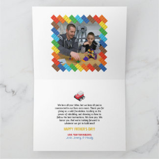Carte Bâtiment Bonus Papa, Stepdad, Mari, Briques de jou
