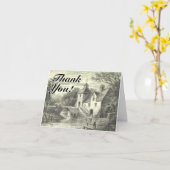 Carte Bâtiment De Moulins Avec Waterwheel, "Merci" ! (Fleur jaune)