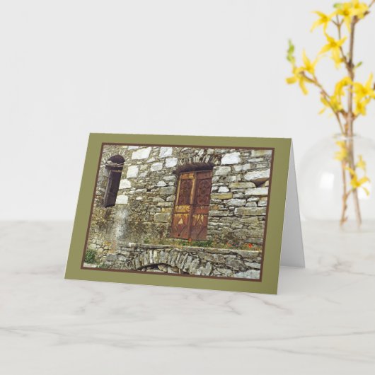 CARTE BÂTIMENT EN PIERRE RUSTIQUE & PORTE/BEAUTÉ DANS LE (Fleur jaune)