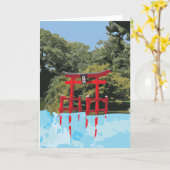 Carte Bâtiment Japonais Construit En Porte Flottante À E (Fleur jaune)