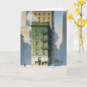 Carte Bâtiment vert à New York en hiver (Fleur jaune)