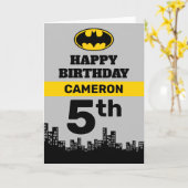 Carte Batman Gotham City | Anniversaire | Ajouter l'âge  (Fleur jaune)