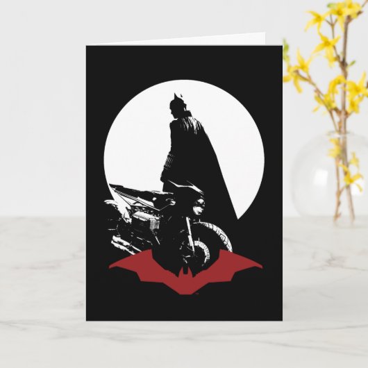 Carte Batman Motorcycle Silhouette (Fleur jaune)