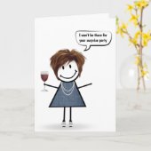 Carte Bâton d'anniversaire fille avec verre à vin (Fleur jaune)