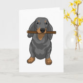 Carte Bâton de Dachshund (Fleur jaune)