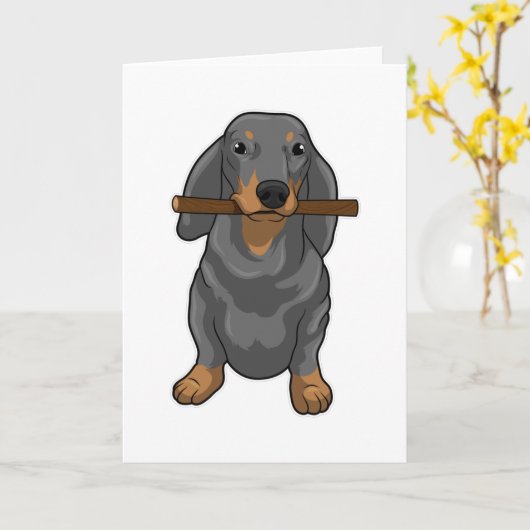 Carte Bâton de Dachshund (Fleur jaune)
