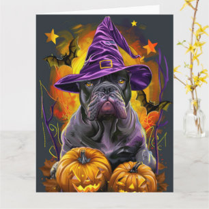 Carte Bâton effrayant Chien Corso Halloween Sorcière Et