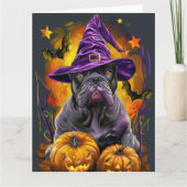 Carte Bâton effrayant Chien Corso Halloween Sorcière Et  (Devant)