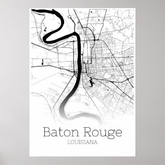 Carte Baton Rouge - Louisiane - Poster de carte de