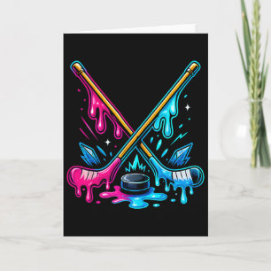Carte Bâtons de hockey Crème glacée Goutte Hockey sur gl