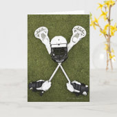 Carte Bâtons de lacrosse, gants, boules et casque de (Fleur jaune)