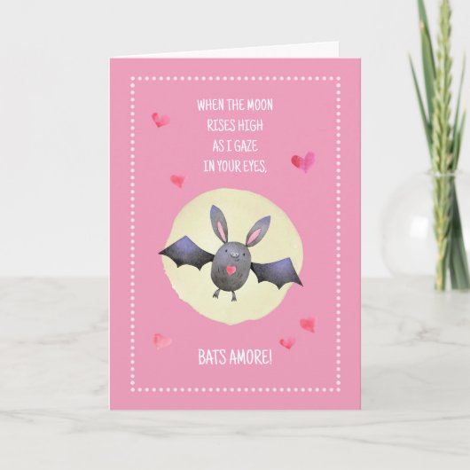 Carte Bats Amore Cute Chauve-souris Saint-Valentin 5x7" (Devant)