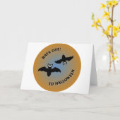 Carte Bats d'Halloween bleu orange (Fleur jaune)