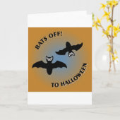 Carte Bats d'Halloween bleu orange (Fleur jaune)
