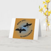 Carte Bats d'Halloween bleu orange (Fleur jaune)