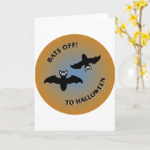Carte Bats d'Halloween bleu orange (Fleur jaune)