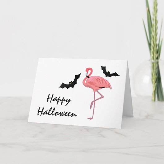 Carte Bats d'Halloween Flamant rose (Devant)
