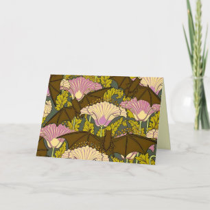 Carte Bats et fleurs Art Nouveau